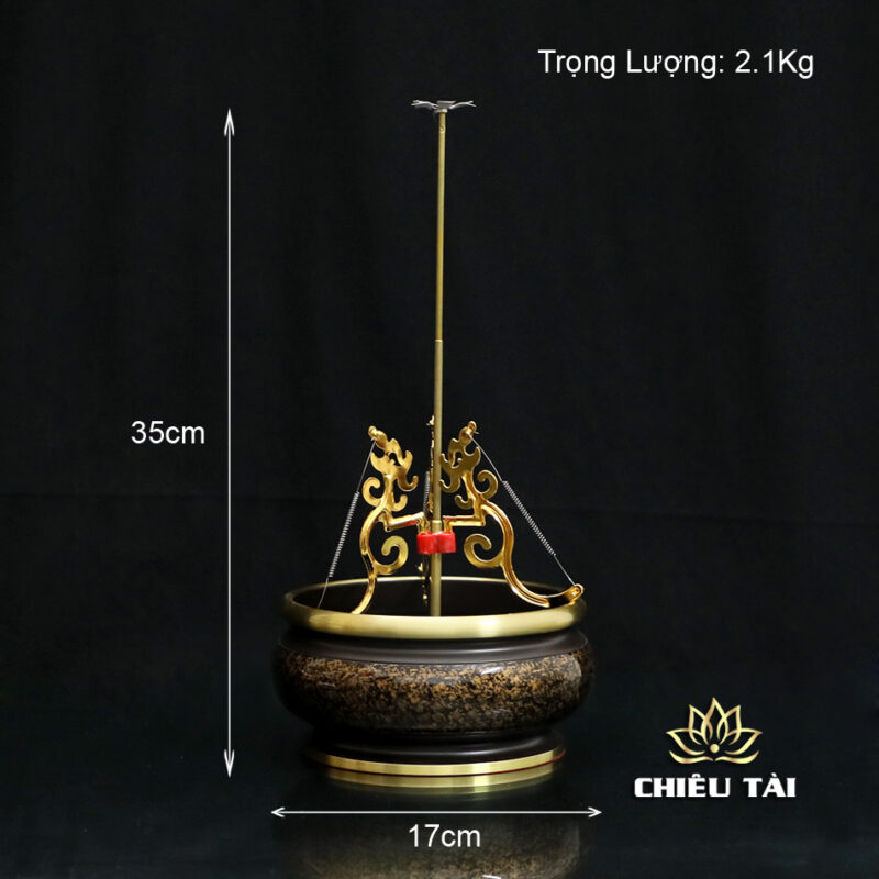 Lư Trầm Bằng Đồng Vân Đá Đen - Ảnh 8
