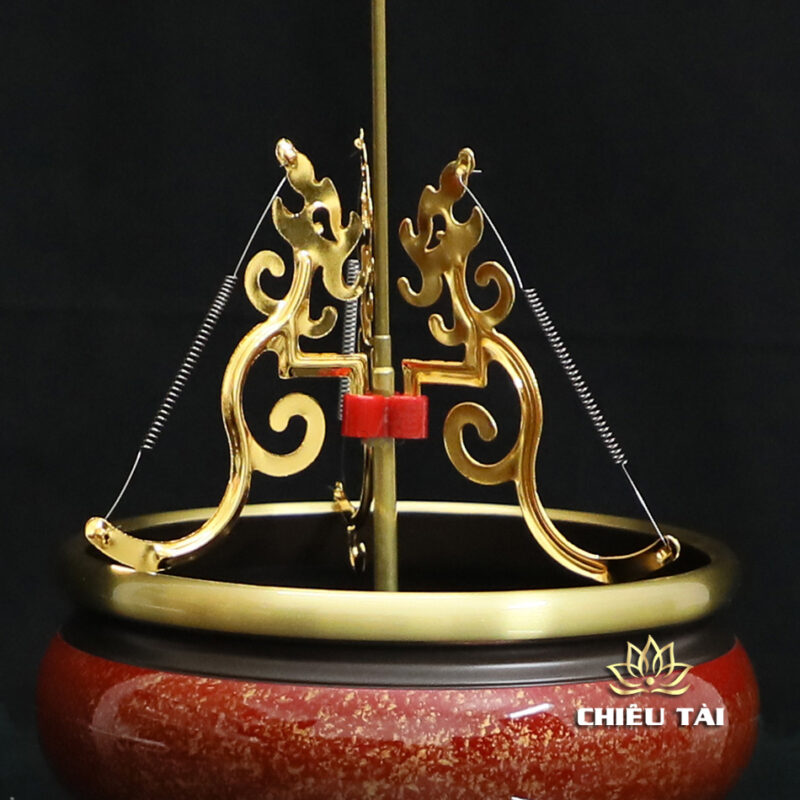 Lư Trầm Bằng Đồng Vân Đá Nâu Đỏ - Ảnh 4