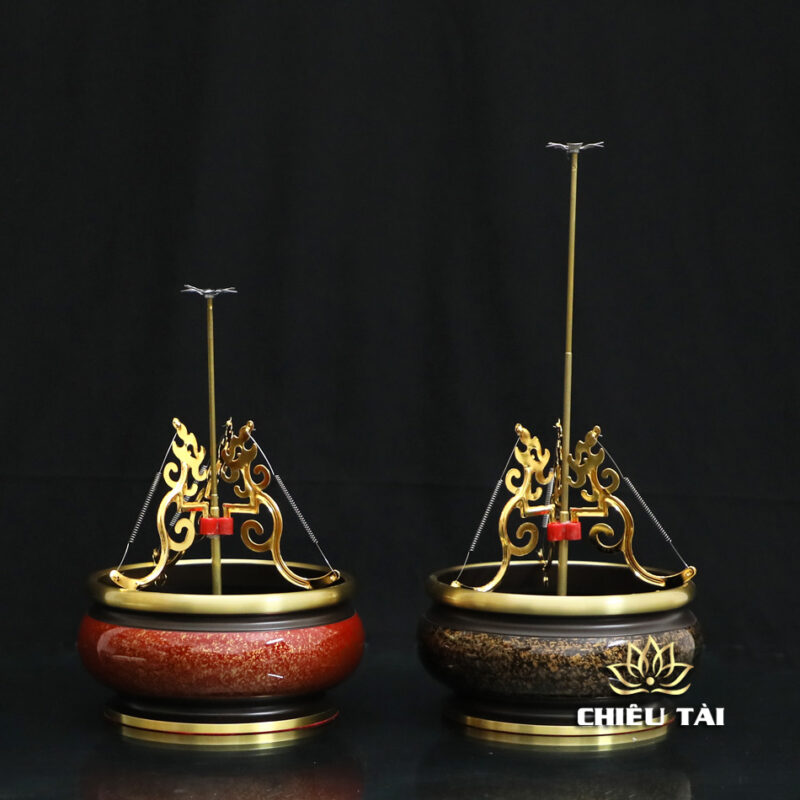 Lư Trầm Bằng Đồng Vân Đá Nâu Đỏ - Ảnh 8