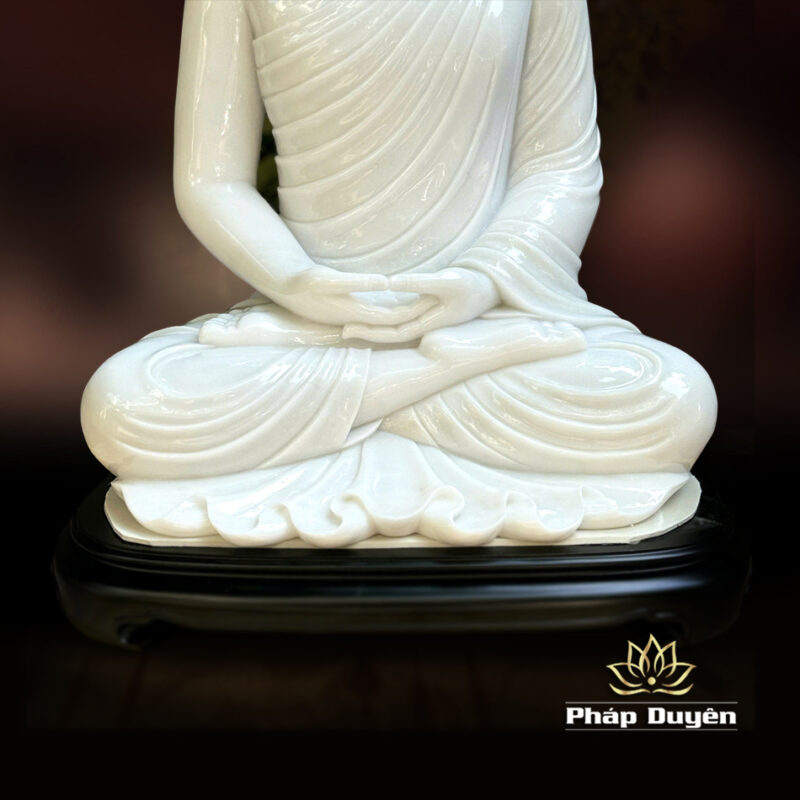 Tượng Bổn Sư Thích Ca Bằng Đá Ngọc Hán Bạch, Cao 65cm - Ảnh 7