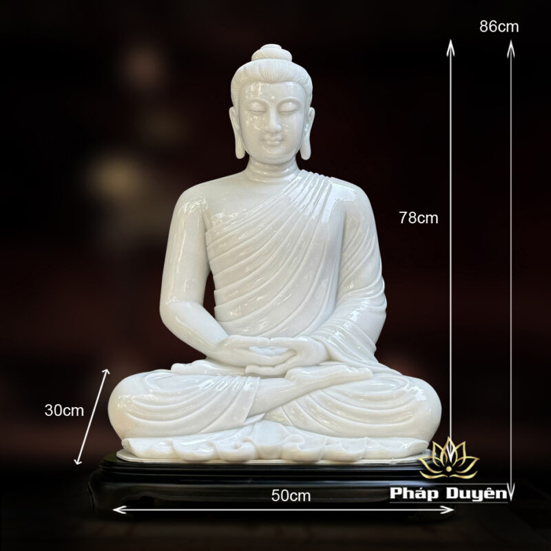 Tượng Bổn Sư Thích Ca Bằng Đá Ngọc Hán Bạch, Cao 65cm - Ảnh 8