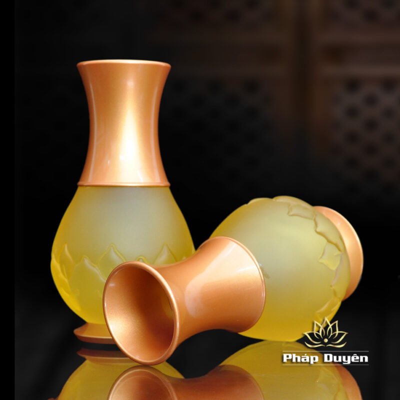 Lọ Hoa Sen Lưu Ly Cuộn Cánh, Cao 15cm - Ảnh 2