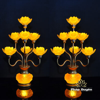 Alternative view of Đôi Đèn Sen Bình Hoa Lưu Ly 7 Bông Nhỏ
