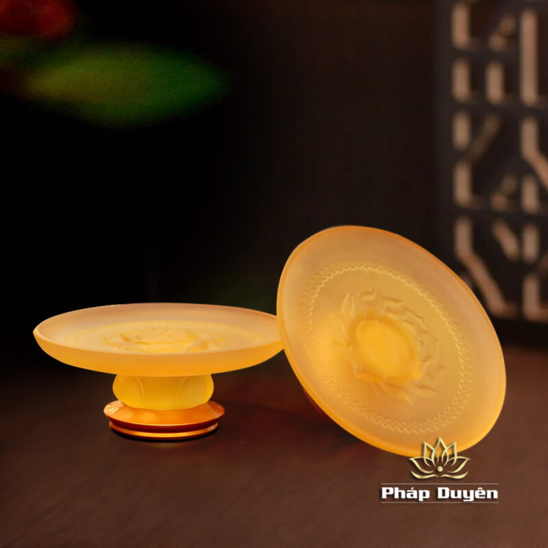 Đĩa Thờ Lưu Ly Hoa Sen Cuộn Cánh, Đường Kính 15cm - Ảnh 2