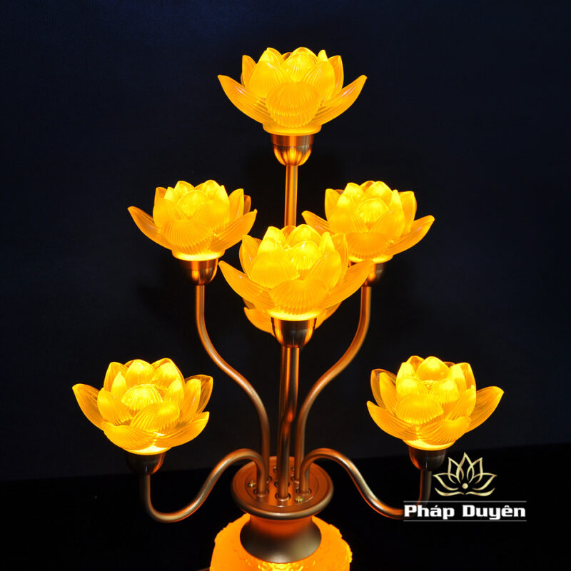 Đôi Đèn Sen Bình Hoa Lưu Ly 7 Bông Nhỏ - Ảnh 3