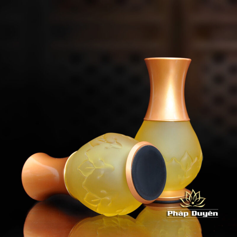 Lọ Hoa Sen Lưu Ly Cuộn Cánh, Cao 15cm - Ảnh 3