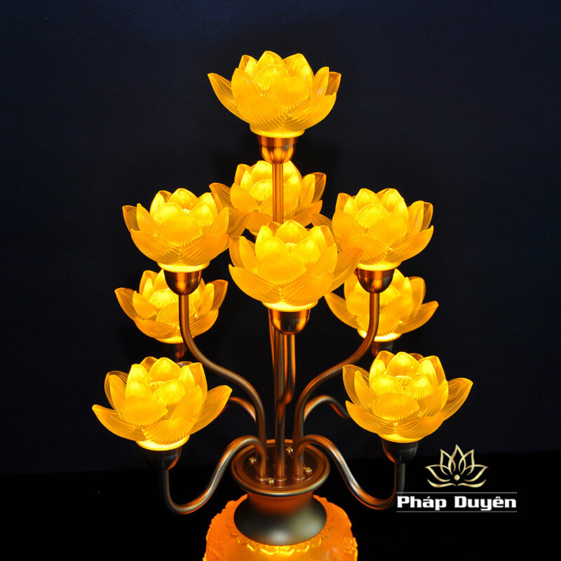 Đôi Đèn Sen Bình Hoa Lưu Ly 9 Bông Nhỏ - Ảnh 3