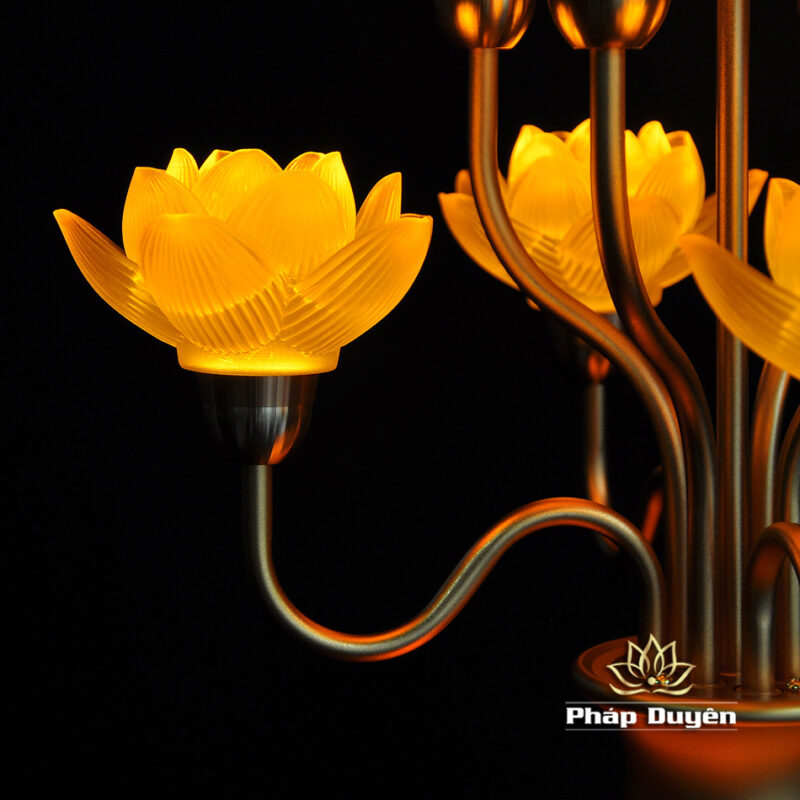 Đôi Đèn Sen Bình Hoa Lưu Ly 9 Bông Nhỏ - Ảnh 5