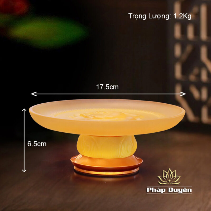 Đĩa Thờ Lưu Ly Hoa Sen Cuộn Cánh, Đường Kính 15cm - Ảnh 5