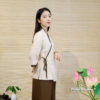 Bộ Quần Áo Nữ An Hạ Thô Đũi Cao Cấp Vạt Chéo Áo Be, Quần Nâu, Size S,M,L,XL,XXL - ảnh 2