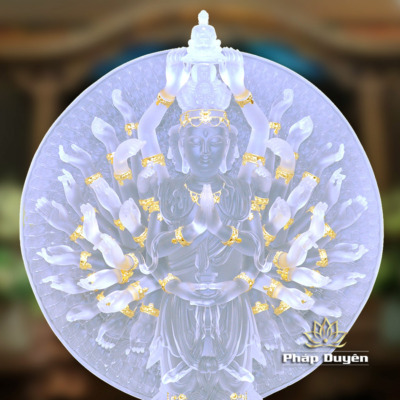 Alternative view of Tượng Thiên Thủ Thiên Nhãn Đứng Lưu Ly Dát Vàng 998, Cao 68cm