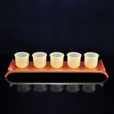 Bộ 5 Chén Rượu Ngọc Hoàng Long, Có Đế