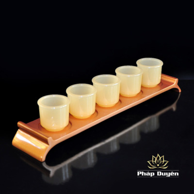 Alternative view of Bộ 5 Chén Rượu Ngọc Hoàng Long, Có Đế