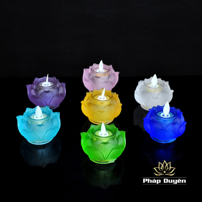 Bộ Đế Nến Bảo Liên Lưu Ly, Dùng Pin 7 Màu - Ảnh 12