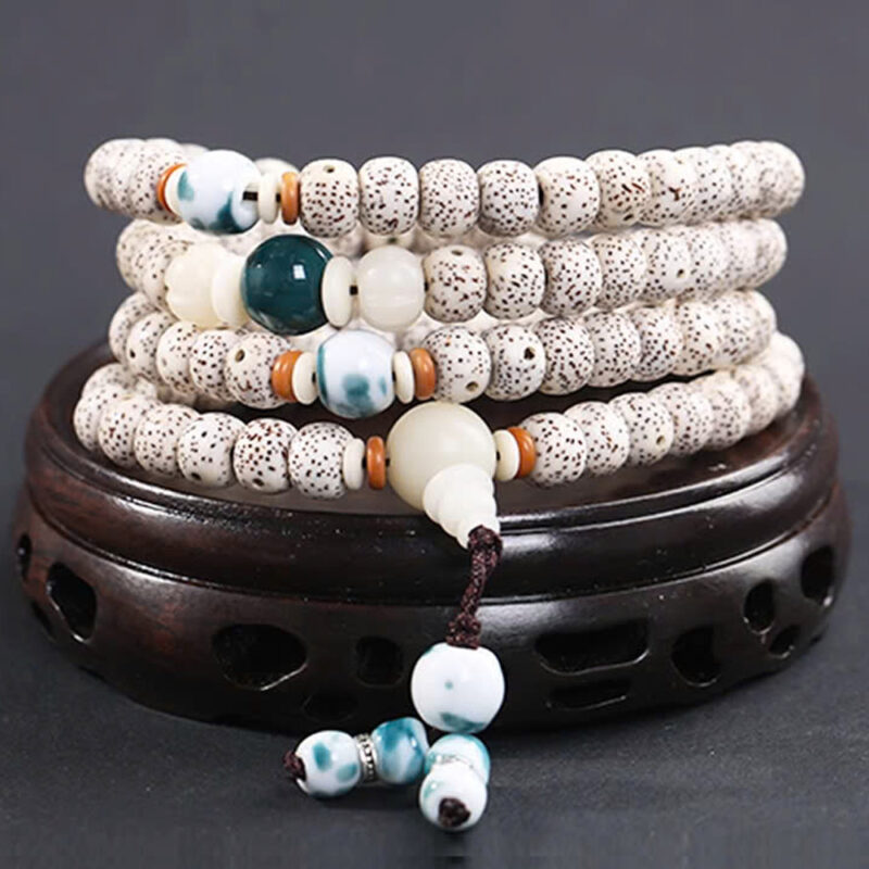 Chuỗi 108 Hạt Bồ Đề Tinh Nguyệt Hạt Cái Trắng