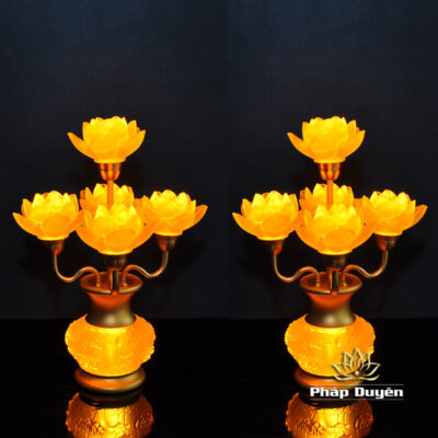 Alternative view of Đôi Đèn Sen Bình Hoa Lưu Ly 5 Bông Nhỏ