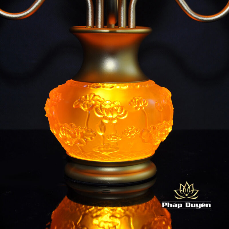 Đôi Đèn Sen Bình Hoa Lưu Ly 5 Bông Nhỏ - Ảnh 3