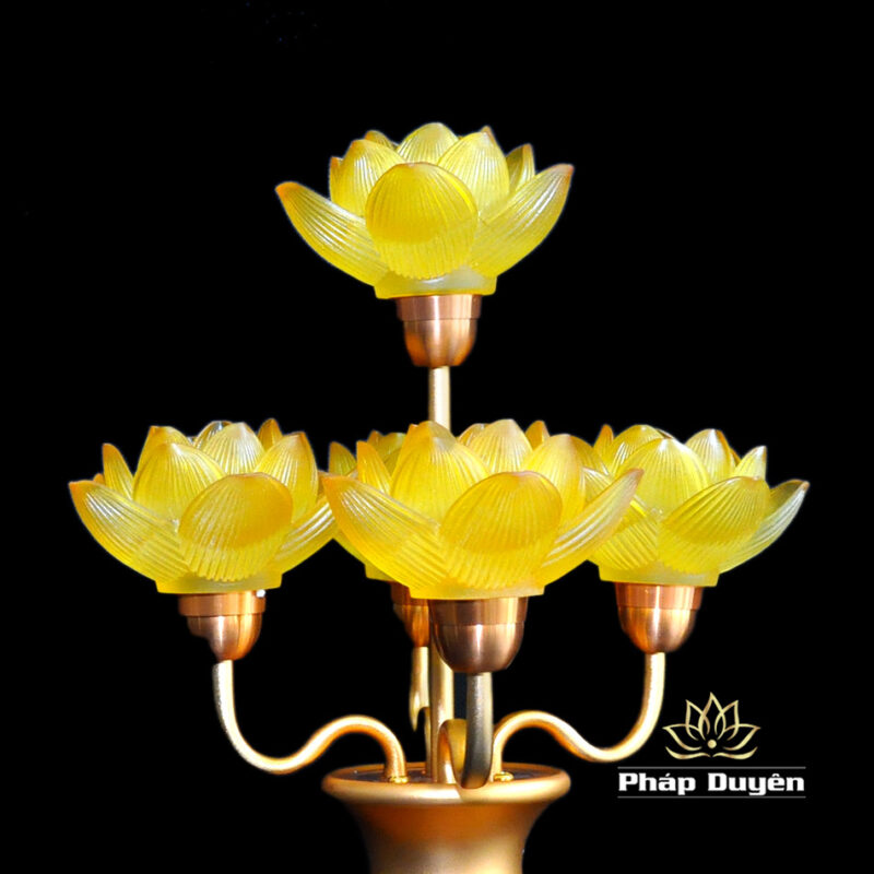 Đôi Đèn Sen Bình Hoa Lưu Ly 5 Bông Nhỏ - Ảnh 4
