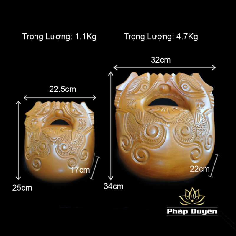 Mõ Cá Tụng Kinh Gỗ Quế Lan, Nhiều Kích Thước - Ảnh 6