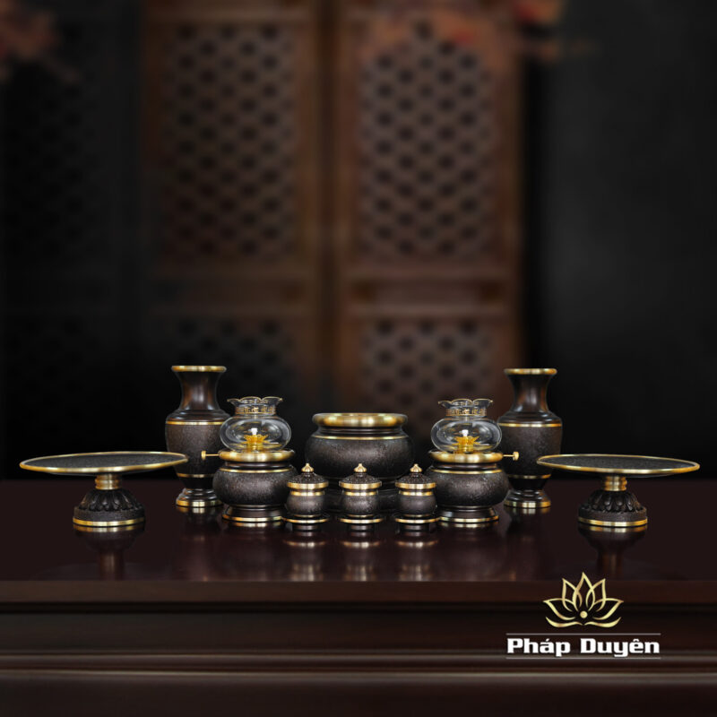 Bát Hương Đen Sần, Có Đế Đồng, Nhiều Kích Thước - Ảnh 7