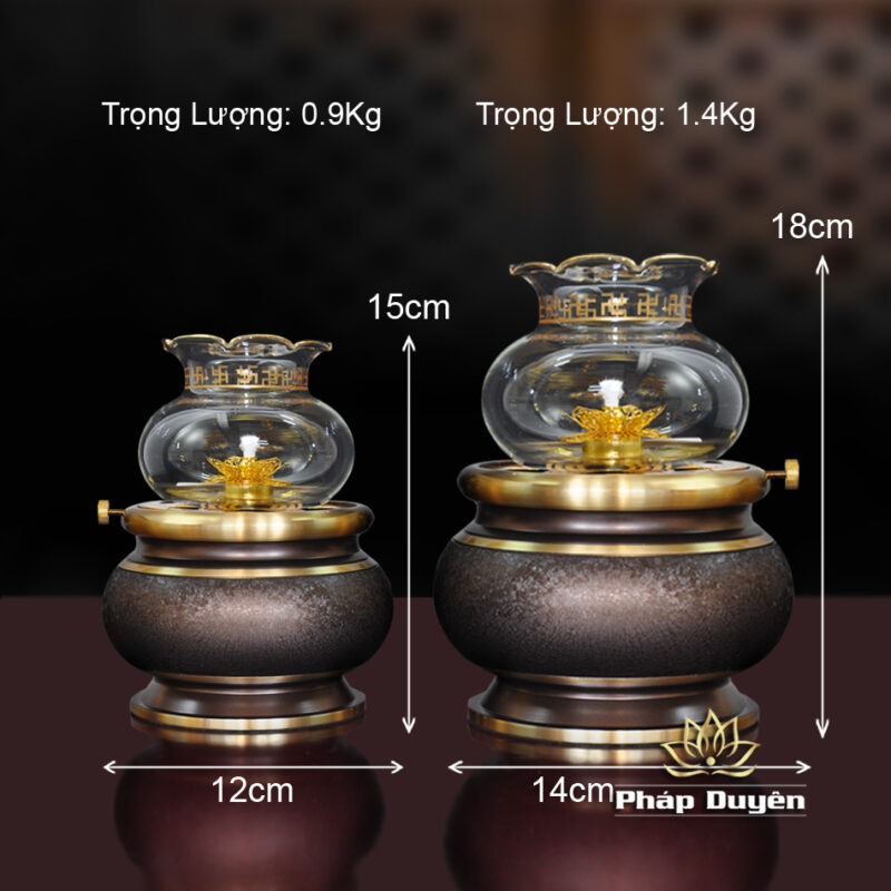 Đèn Dầu Bằng Đồng Sơn Sần, Nhiều Kích Thước - Ảnh 7