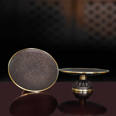 Đĩa Thờ (Mâm Bồng) Bằng Đồng Đen Sơn Sần, Đường Kính 20-23cm
