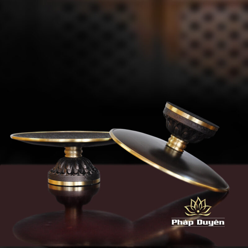 Đĩa Thờ (Mâm Bồng) Bằng Đồng Đen Sơn Sần, Đường Kính 20-23cm - Ảnh 3