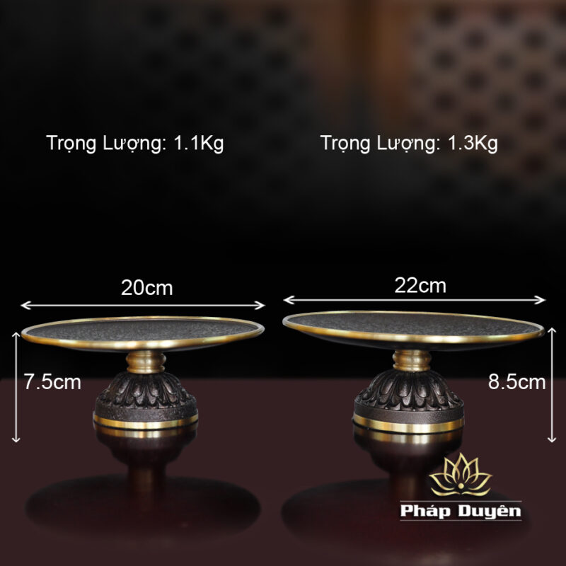 Đĩa Thờ (Mâm Bồng) Bằng Đồng Đen Sơn Sần, Đường Kính 20-23cm - Ảnh 4