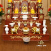 Bộ Bàn Thờ Thần Tài Thổ Địa Ba Gian Sứ Trắng Viền Vàng “Thái Hòa Hưng Vượng”, KT 153*127*189cm - Ảnh 2