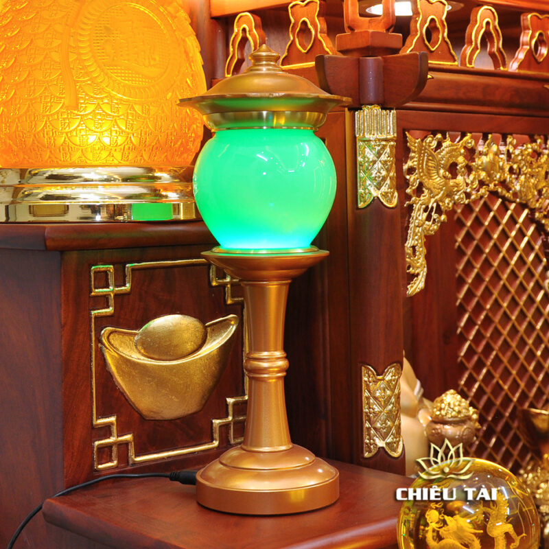 Bộ Bàn Thờ Thần Tài Thổ Địa Ba Gian Lưu Ly Ngọc Xanh Bọc Đồng “Thái Hòa Hưng Vượng”, KT 157*127*189cm - Ảnh 10