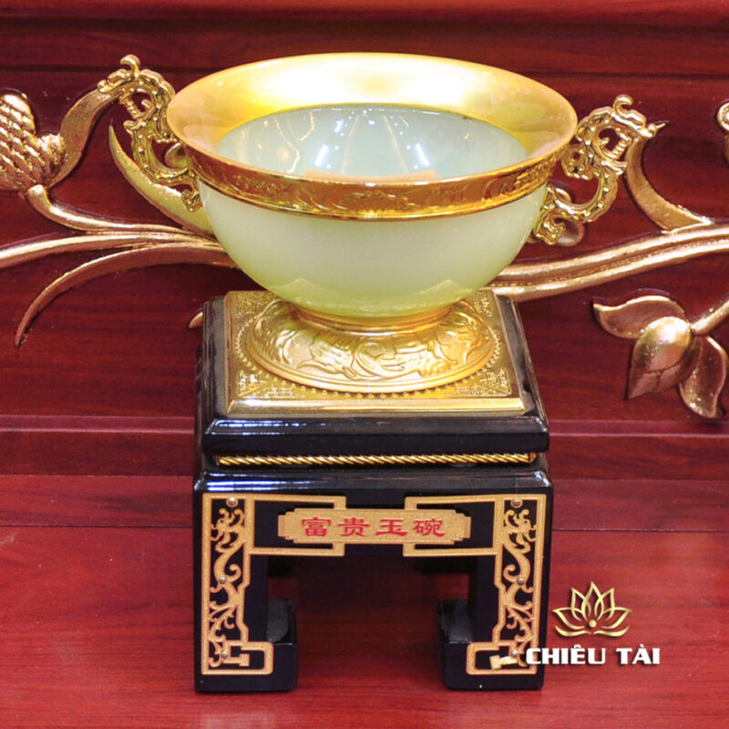 Bộ Bàn Thờ Thần Tài Thổ Địa Ba Gian Lưu Ly Ngọc Xanh Bọc Đồng “Thái Hòa Hưng Vượng”, KT 157*127*189cm - Ảnh 19