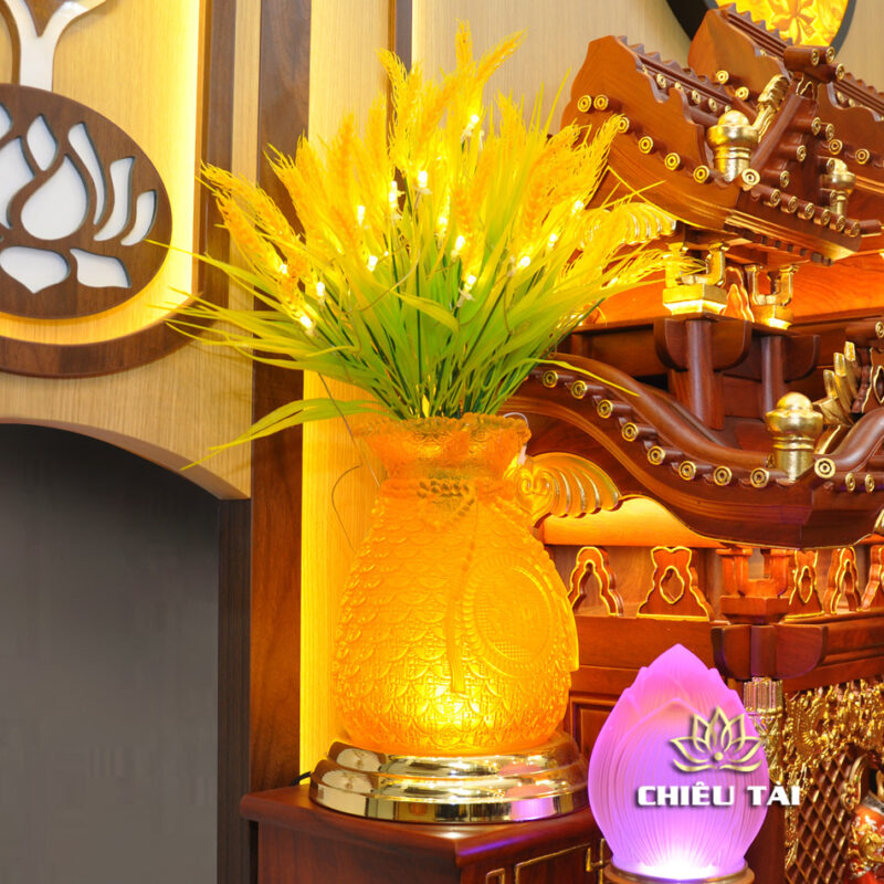 Bộ Bàn Thờ Thần Tài Thổ Địa Ba Gian Đồng Vàng Chữ Phật “Thái Hòa Hưng Vượng”, KT 153*127*189cm - Ảnh 12
