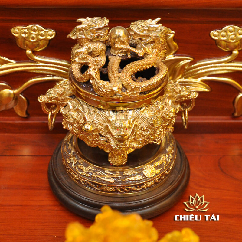 Bộ Bàn Thờ Thần Tài Thổ Địa Ba Gian Đồng Vàng Chữ Phật “Thái Hòa Hưng Vượng”, KT 153*127*189cm - Ảnh 21