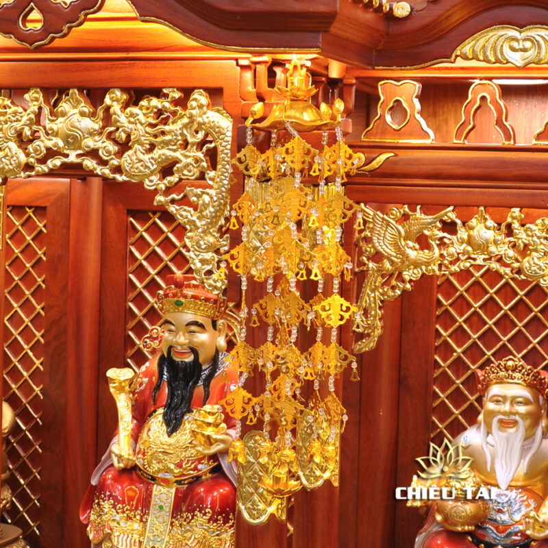 Bộ Bàn Thờ Thần Tài Thổ Địa Ba Gian Đồng Vàng Chữ Phật “Thái Hòa Hưng Vượng”, KT 153*127*189cm - Ảnh 6