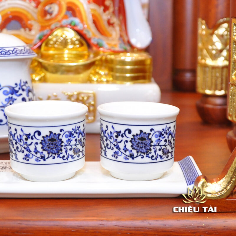 Bộ Bàn Thờ Thần Tài Thổ Địa Ba Gian Sứ Trắng Sen Xanh “Thái Hòa Hưng Vượng”, KT 153*127*189cm - Ảnh 14