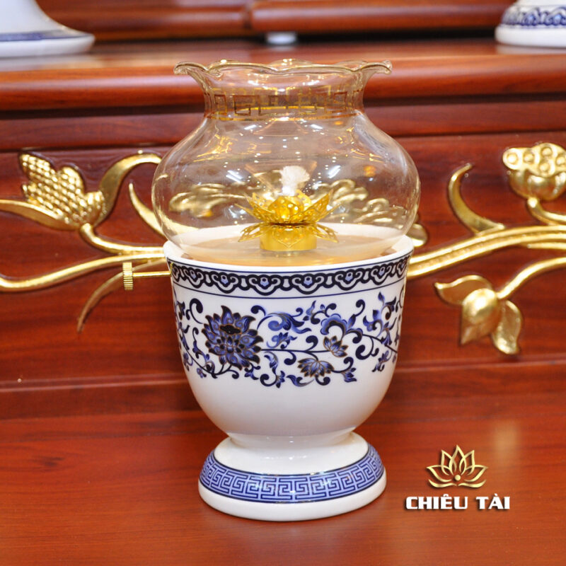 Bộ Bàn Thờ Thần Tài Thổ Địa Ba Gian Sứ Trắng Sen Xanh “Thái Hòa Hưng Vượng”, KT 153*127*189cm - Ảnh 16
