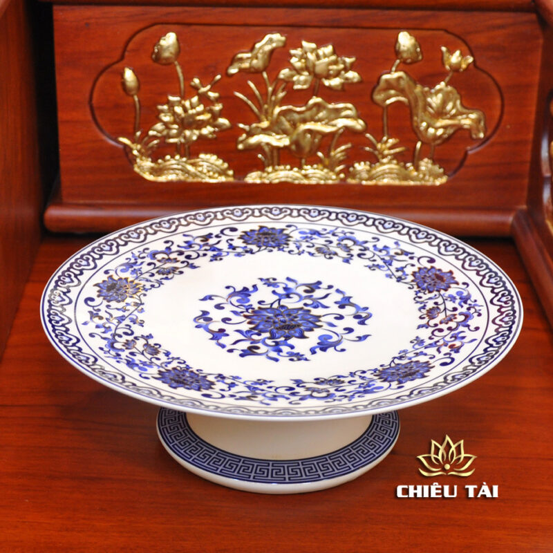 Bộ Bàn Thờ Thần Tài Thổ Địa Ba Gian Sứ Trắng Sen Xanh “Thái Hòa Hưng Vượng”, KT 153*127*189cm - Ảnh 17