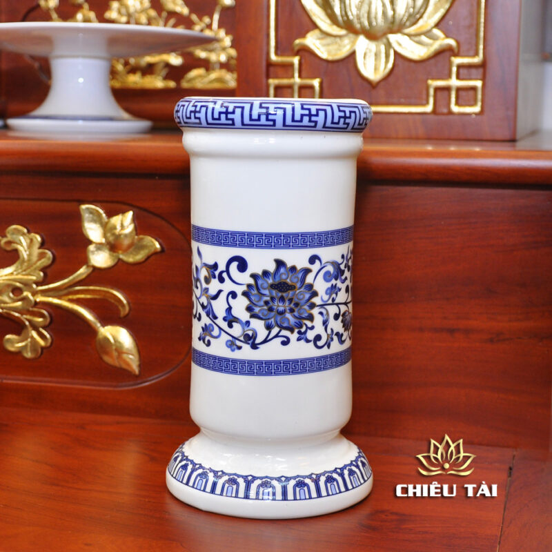Bộ Bàn Thờ Thần Tài Thổ Địa Ba Gian Sứ Trắng Sen Xanh “Thái Hòa Hưng Vượng”, KT 153*127*189cm - Ảnh 19
