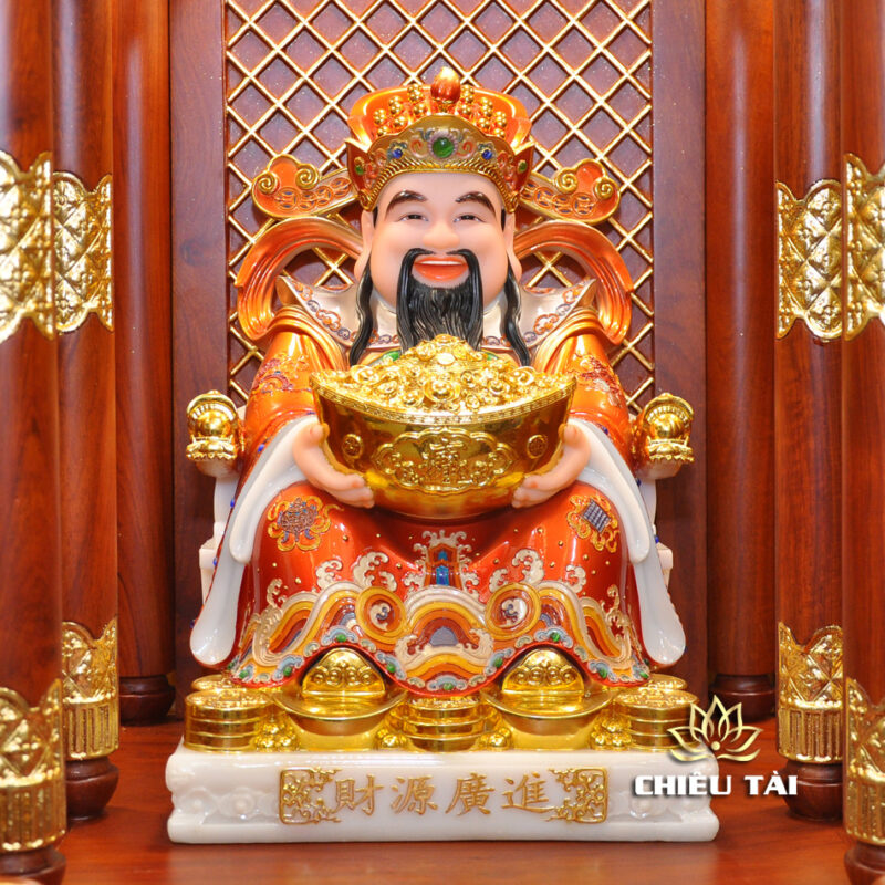 Bộ Bàn Thờ Thần Tài Thổ Địa Ba Gian Sứ Trắng Sen Xanh “Thái Hòa Hưng Vượng”, KT 153*127*189cm - Ảnh 4