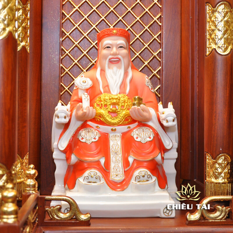 Bộ Bàn Thờ Thần Tài Thổ Địa Ba Gian Sứ Trắng Sen Xanh “Thái Hòa Hưng Vượng”, KT 153*127*189cm - Ảnh 5