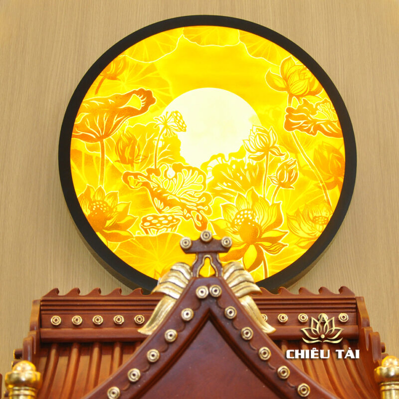 Bộ Bàn Thờ Thần Tài Thổ Địa Ba Gian Sứ Trắng Sen Xanh “Thái Hòa Hưng Vượng”, KT 153*127*189cm - Ảnh 7