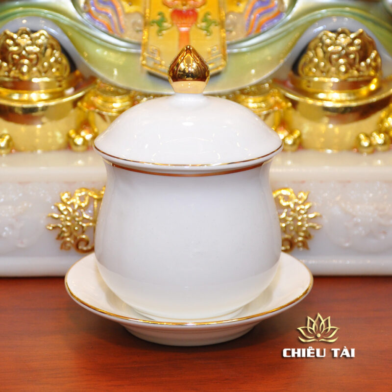 Bộ Bàn Thờ Thần Tài Thổ Địa Ba Gian Sứ Trắng Viền Vàng “Thái Hòa Hưng Vượng”, KT 153*127*189cm - Ảnh 9