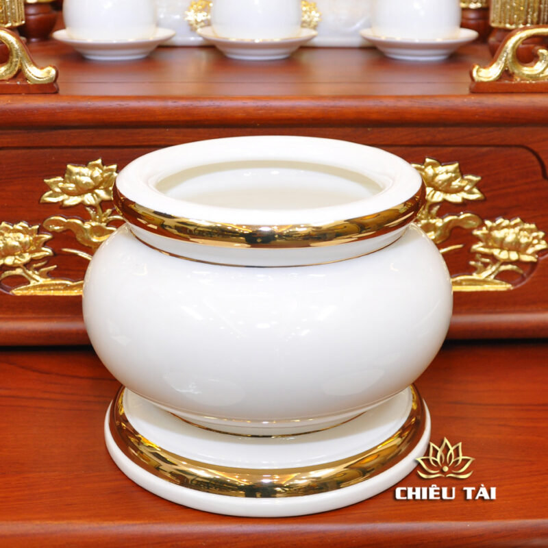 Bộ Bàn Thờ Thần Tài Thổ Địa Ba Gian Sứ Trắng Viền Vàng “Thái Hòa Hưng Vượng”, KT 153*127*189cm - Ảnh 10
