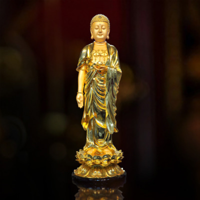 Tượng Phật A Di Đà, Chất Liệu Composit Dát Vàng, Đế Tròn, Cao 108cm