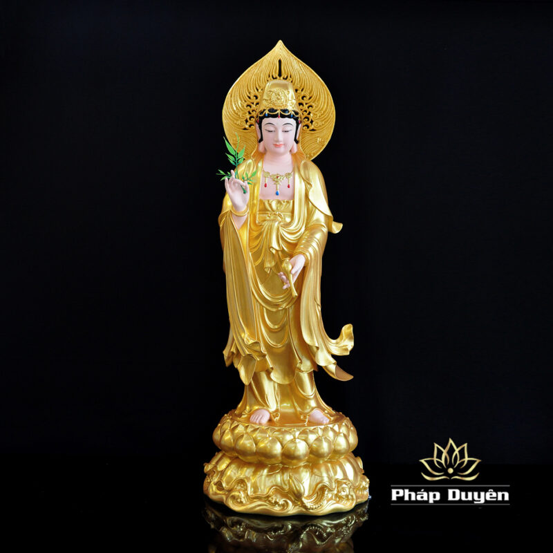 Bộ Tây Phương Tam Thánh Đứng, Chất Liệu Composit Sơn Vàng, Cao 70cm - Ảnh 6