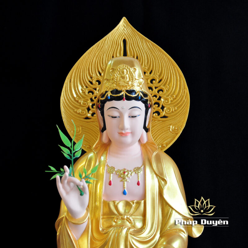 Bộ Tây Phương Tam Thánh Đứng, Chất Liệu Composit Sơn Vàng, Cao 70cm - Ảnh 7