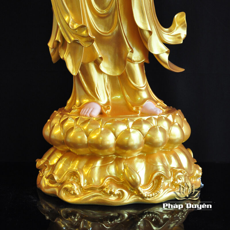 Bộ Tây Phương Tam Thánh Đứng, Chất Liệu Composit Sơn Vàng, Cao 70cm - Ảnh 10