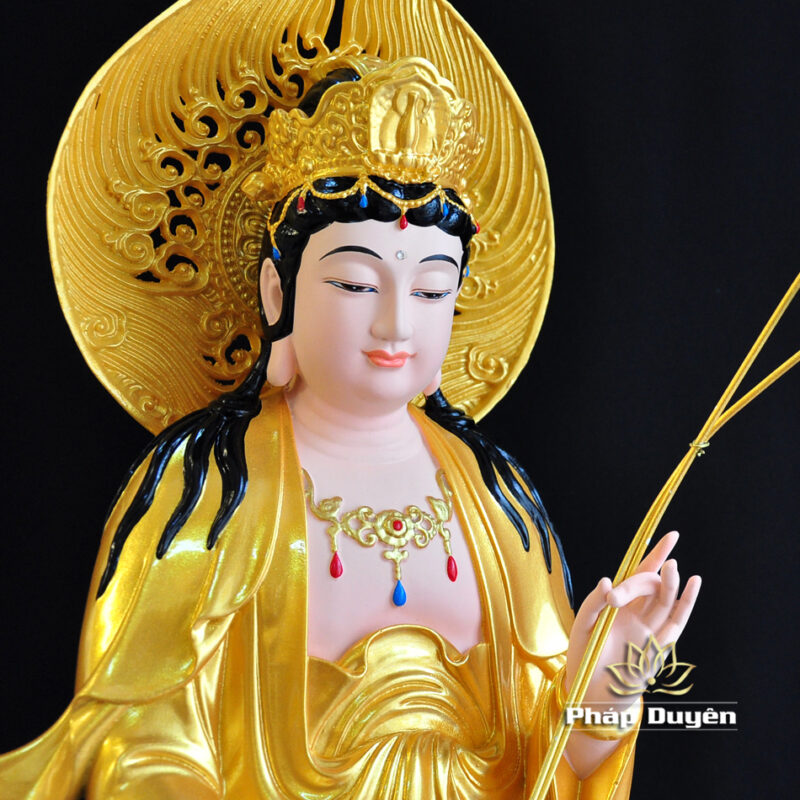 Bộ Tây Phương Tam Thánh Đứng, Chất Liệu Composit Sơn Vàng, Cao 70cm - Ảnh 12