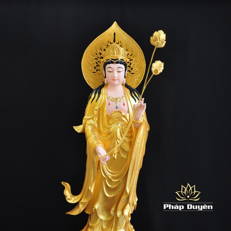 Bộ Tây Phương Tam Thánh Đứng, Chất Liệu Composit Sơn Vàng, Cao 70cm - Ảnh 13