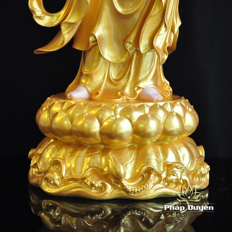 Bộ Tây Phương Tam Thánh Đứng, Chất Liệu Composit Sơn Vàng, Cao 70cm - Ảnh 14